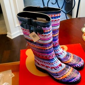 Cute colorful striped bops rainboots NWT in box multicolor patterned